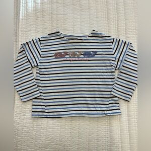 Vineyard Vines Kids Blue & White Striped Long Sleeve T w/ Sparkle Whales Size 3T